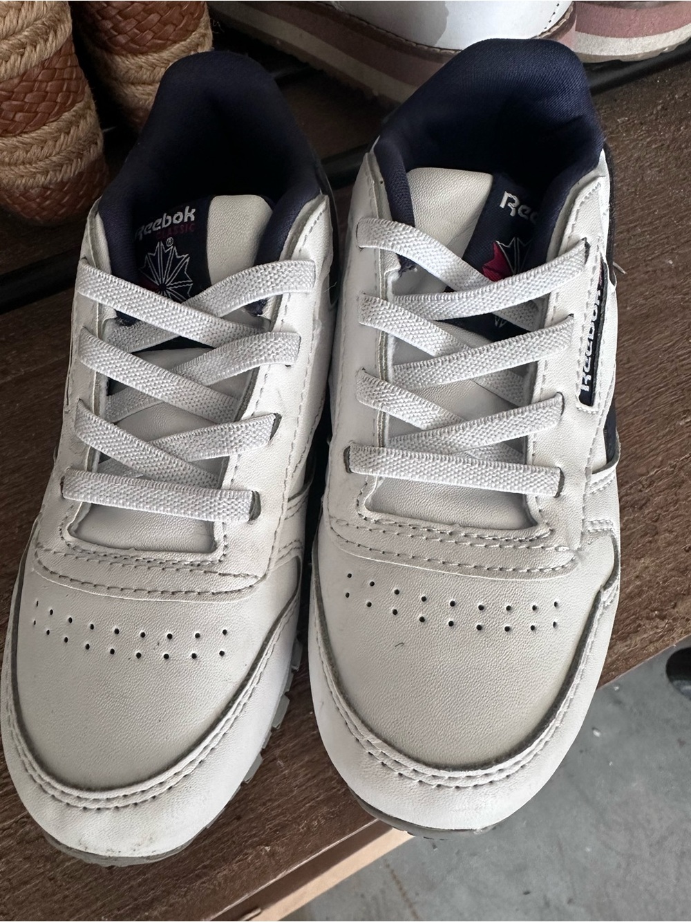 Reebok Kids White Sneakers with Navy Details